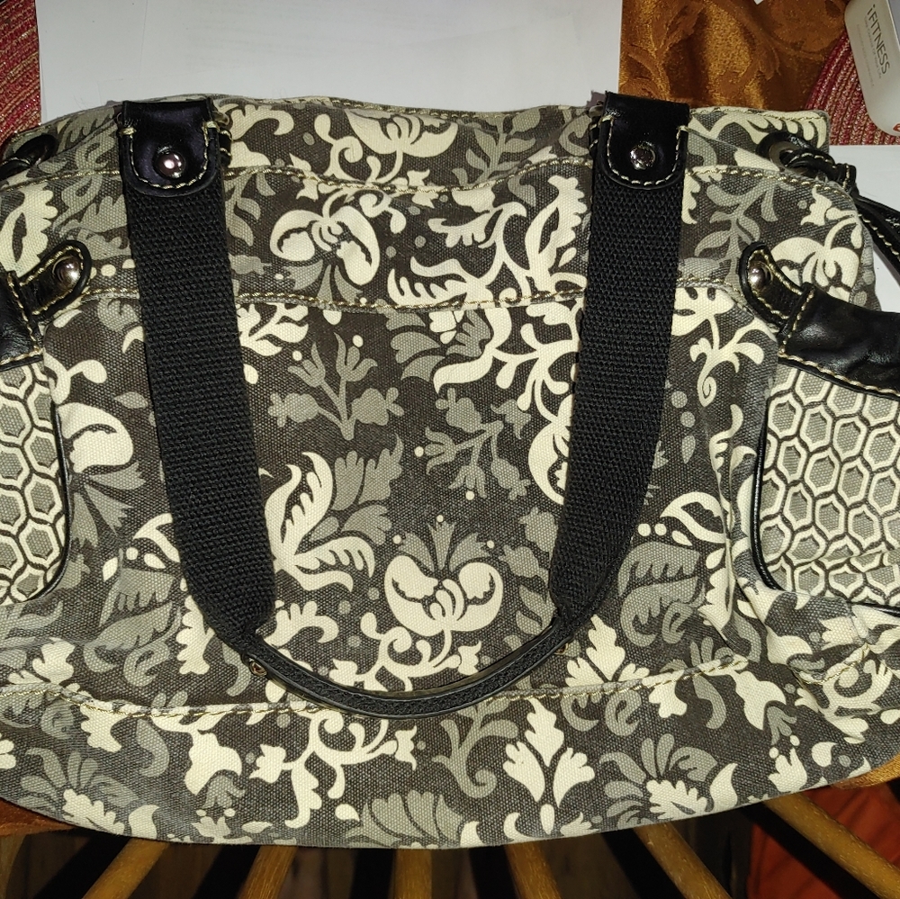FOSSIL BLACK/WHITE/GREY CANVAS PURSE